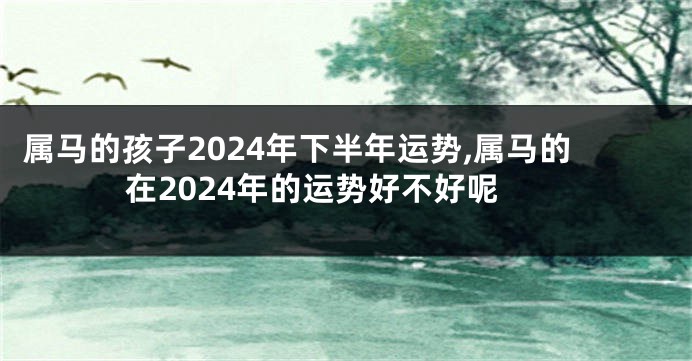 属马的孩子2024年下半年运势,属马的在2024年的运势好不好呢