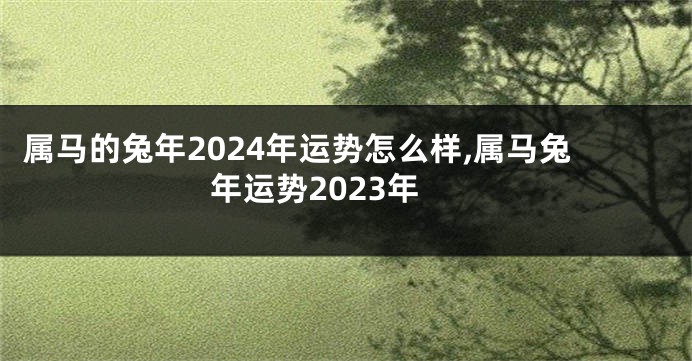 属马的兔年2024年运势怎么样,属马兔年运势2023年