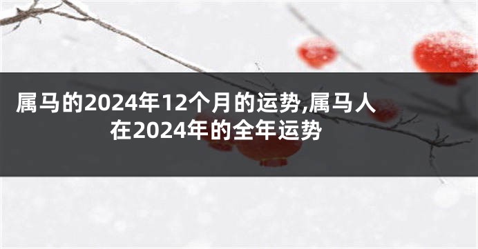 属马的2024年12个月的运势,属马人在2024年的全年运势