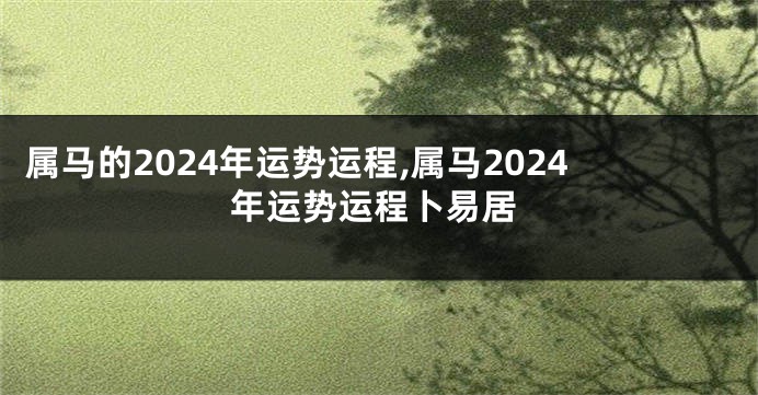 属马的2024年运势运程,属马2024年运势运程卜易居