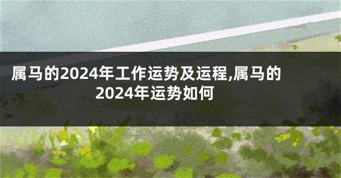 属马的2024年工作运势及运程,属马的2024年运势如何