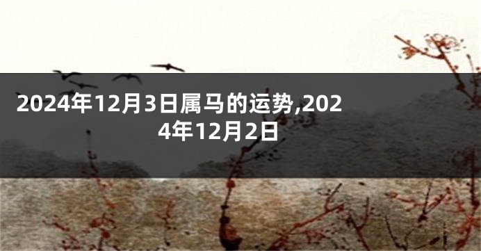 2024年12月3日属马的运势,2024年12月2日