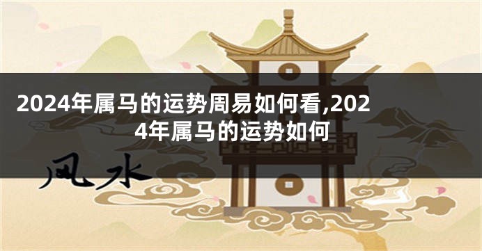 2024年属马的运势周易如何看,2024年属马的运势如何