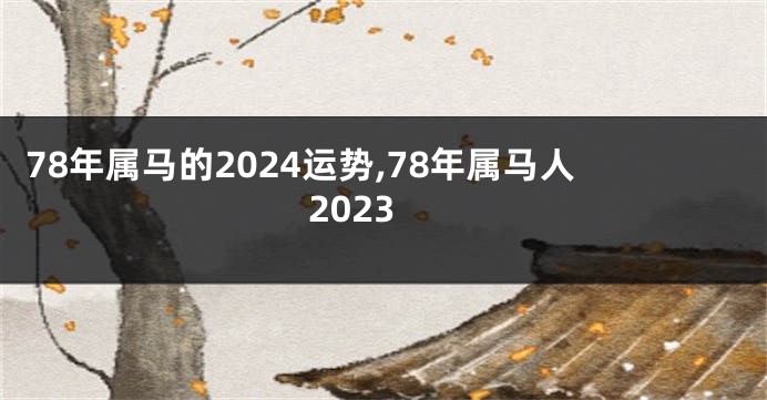 78年属马的2024运势,78年属马人2023