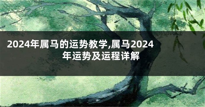 2024年属马的运势教学,属马2024年运势及运程详解