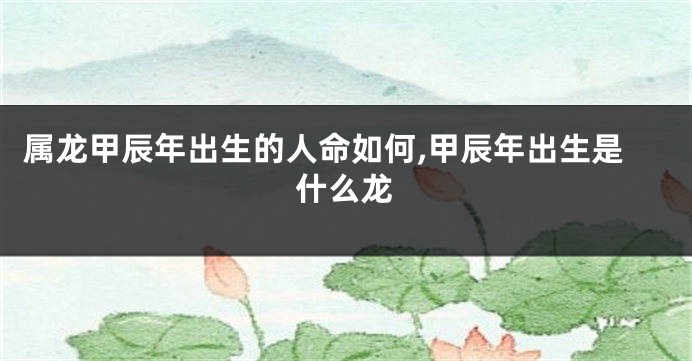 属龙甲辰年出生的人命如何,甲辰年出生是什么龙