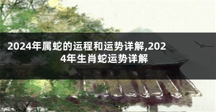 2024年属蛇的运程和运势详解,2024年生肖蛇运势详解