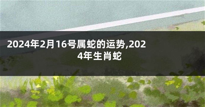 2024年2月16号属蛇的运势,2024年生肖蛇