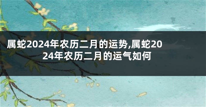 属蛇2024年农历二月的运势,属蛇2024年农历二月的运气如何