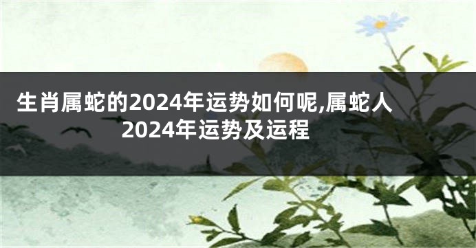 生肖属蛇的2024年运势如何呢,属蛇人2024年运势及运程