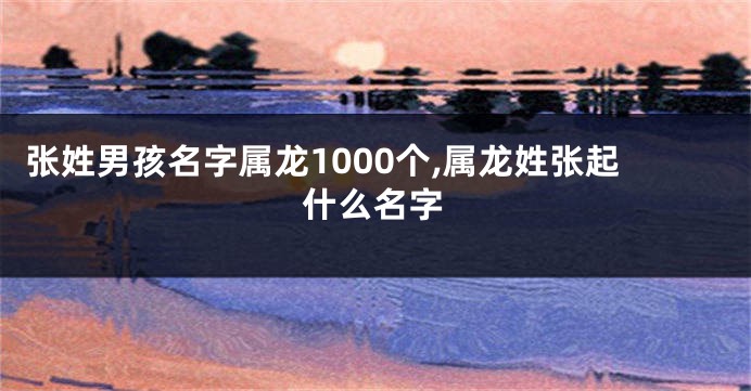 张姓男孩名字属龙1000个,属龙姓张起什么名字