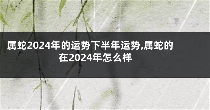 属蛇2024年的运势下半年运势,属蛇的在2024年怎么样