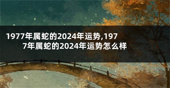 1977年属蛇的2024年运势,1977年属蛇的2024年运势怎么样