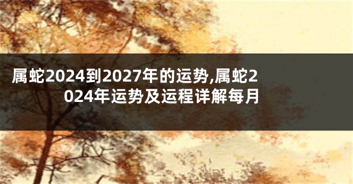 属蛇2024到2027年的运势,属蛇2024年运势及运程详解每月