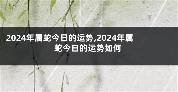 2024年属蛇今日的运势,2024年属蛇今日的运势如何