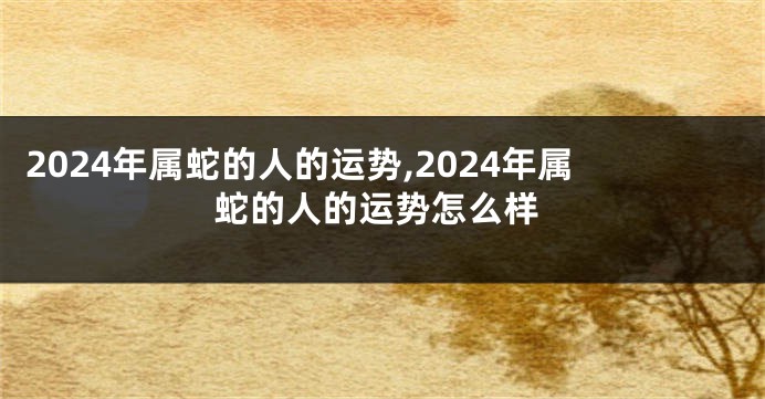 2024年属蛇的人的运势,2024年属蛇的人的运势怎么样