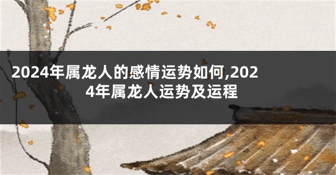 2024年属龙人的感情运势如何,2024年属龙人运势及运程