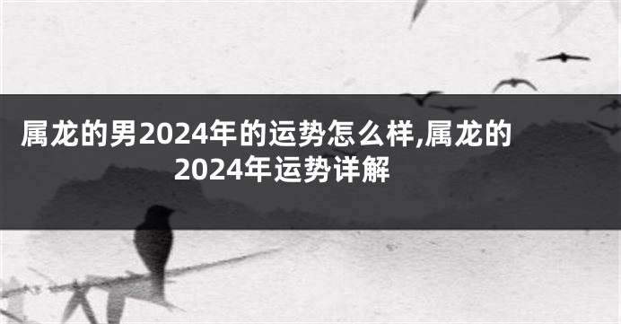 属龙的男2024年的运势怎么样,属龙的2024年运势详解