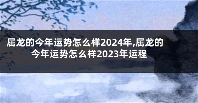 属龙的今年运势怎么样2024年,属龙的今年运势怎么样2023年运程