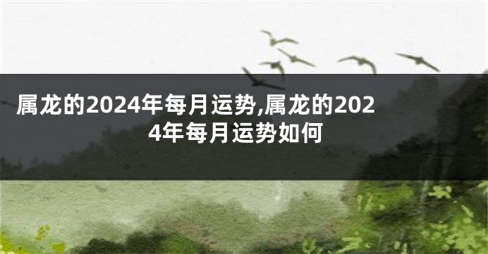 属龙的2024年每月运势,属龙的2024年每月运势如何