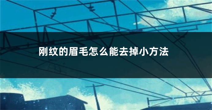 刚纹的眉毛怎么能去掉小方法