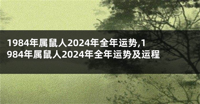 1984年属鼠人2024年全年运势,1984年属鼠人2024年全年运势及运程