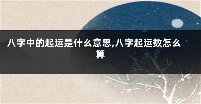 八字中的起运是什么意思,八字起运数怎么算