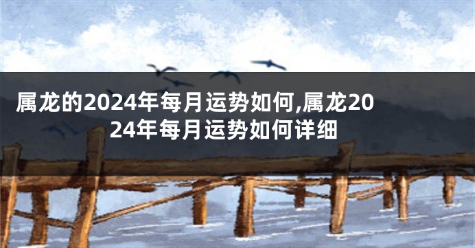 属龙的2024年每月运势如何,属龙2024年每月运势如何详细