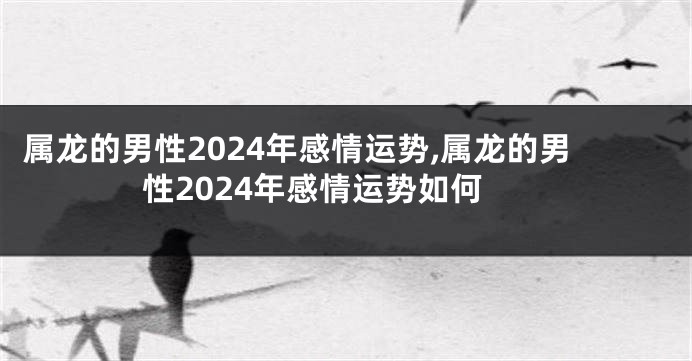 属龙的男性2024年感情运势,属龙的男性2024年感情运势如何