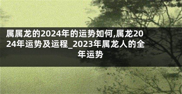 属属龙的2024年的运势如何,属龙2024年运势及运程_2023年属龙人的全年运势