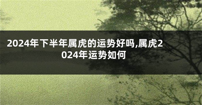 2024年下半年属虎的运势好吗,属虎2024年运势如何