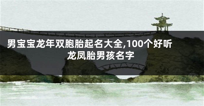 男宝宝龙年双胞胎起名大全,100个好听龙凤胎男孩名字