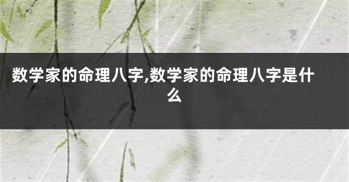 数学家的命理八字,数学家的命理八字是什么