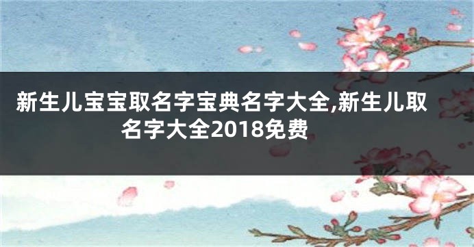 新生儿宝宝取名字宝典名字大全,新生儿取名字大全2018免费