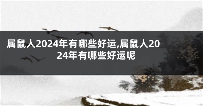 属鼠人2024年有哪些好运,属鼠人2024年有哪些好运呢