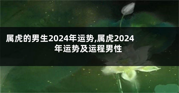 属虎的男生2024年运势,属虎2024年运势及运程男性