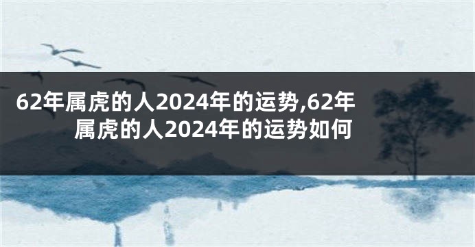 62年属虎的人2024年的运势,62年属虎的人2024年的运势如何