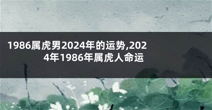 1986属虎男2024年的运势,2024年1986年属虎人命运