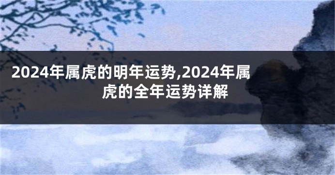 2024年属虎的明年运势,2024年属虎的全年运势详解