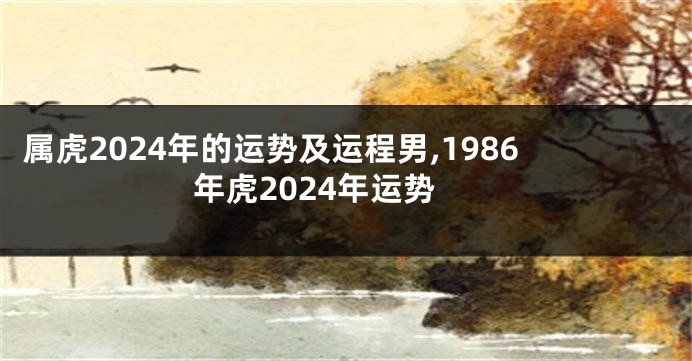 属虎2024年的运势及运程男,1986年虎2024年运势