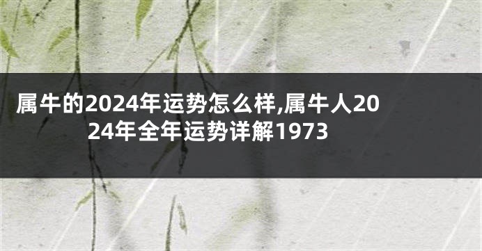 属牛的2024年运势怎么样,属牛人2024年全年运势详解1973