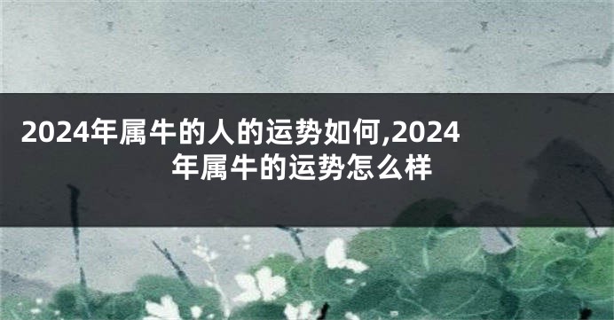 2024年属牛的人的运势如何,2024年属牛的运势怎么样