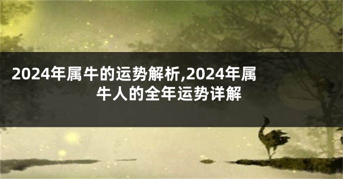 2024年属牛的运势解析,2024年属牛人的全年运势详解