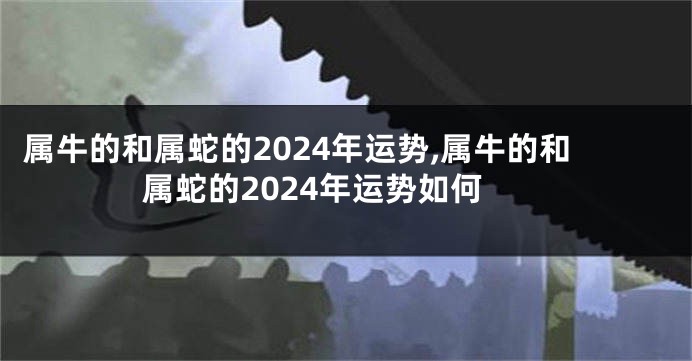 属牛的和属蛇的2024年运势,属牛的和属蛇的2024年运势如何