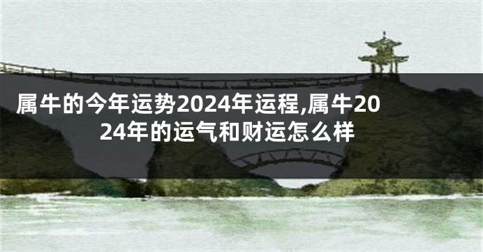 属牛的今年运势2024年运程,属牛2024年的运气和财运怎么样