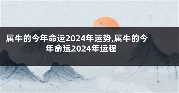 属牛的今年命运2024年运势,属牛的今年命运2024年运程