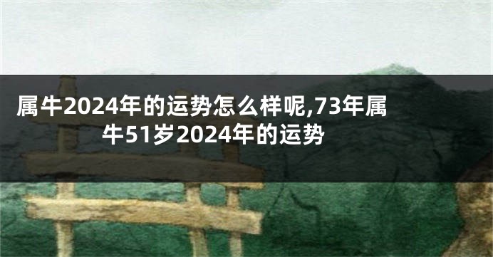 属牛2024年的运势怎么样呢,73年属牛51岁2024年的运势