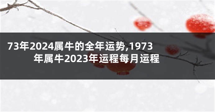 73年2024属牛的全年运势,1973年属牛2023年运程每月运程