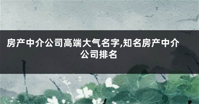 房产中介公司高端大气名字,知名房产中介公司排名