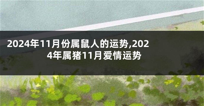 2024年11月份属鼠人的运势,2024年属猪11月爱情运势